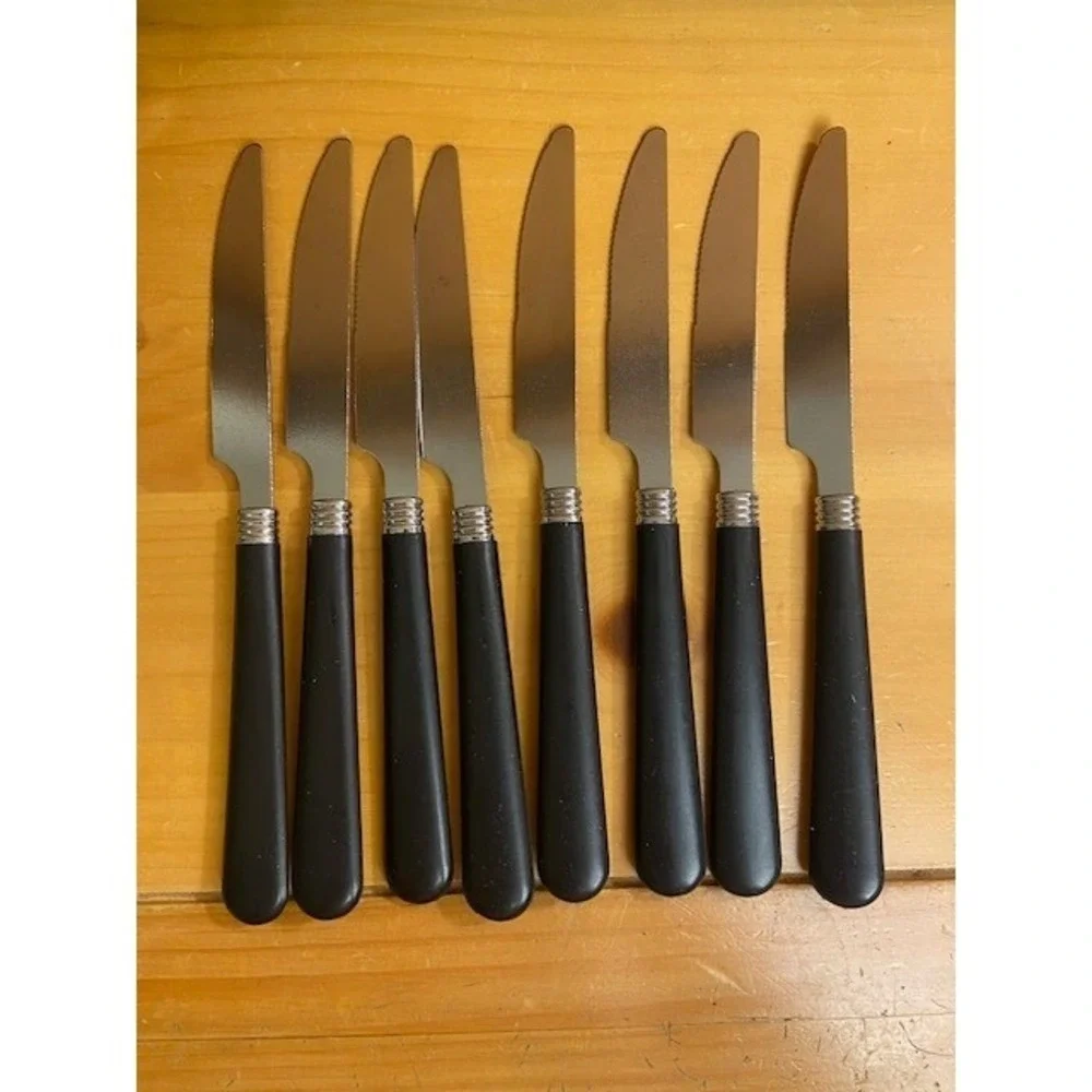 40pc Stainless Steel Flatware Set Basic Black Service for 8 Spoons Forks Knives